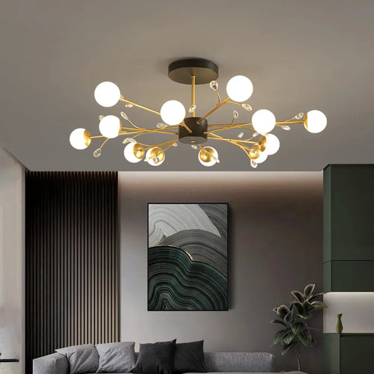 Postmodern gold modern chandelier luxury lustres de cristal living room lamp simple bedroom atmosphere Nordic dinning chandelier