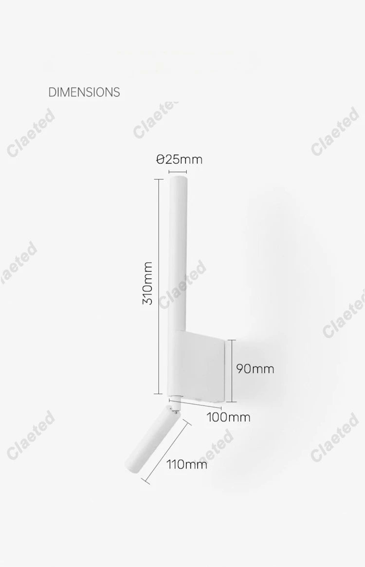 Bedroom Wall Lamp Minimalist Modern Reading Light Homestay Hotel Study Rotating Wall Lamp Adjustable Reading Light With Switch